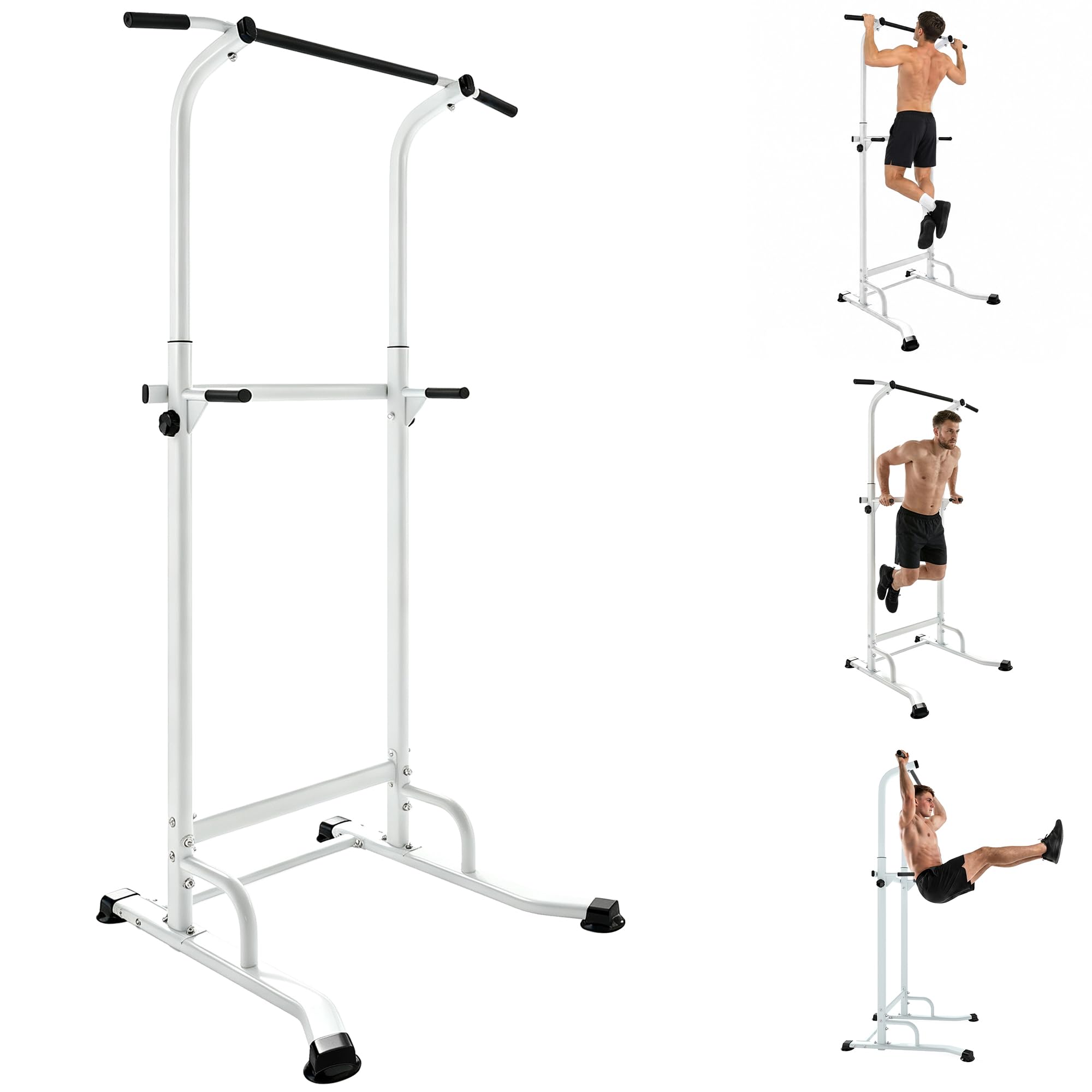 SPORTNOW Barre de traction sur pied chaise romaine réglable 120 kg blanc