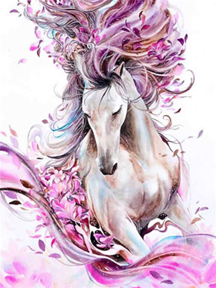 Amiiba Horse Diy Paint By Numbers Kits, Pink 16X20 Inch Acrylic Painting By Number Wall Art Crafts (, Without Frame)