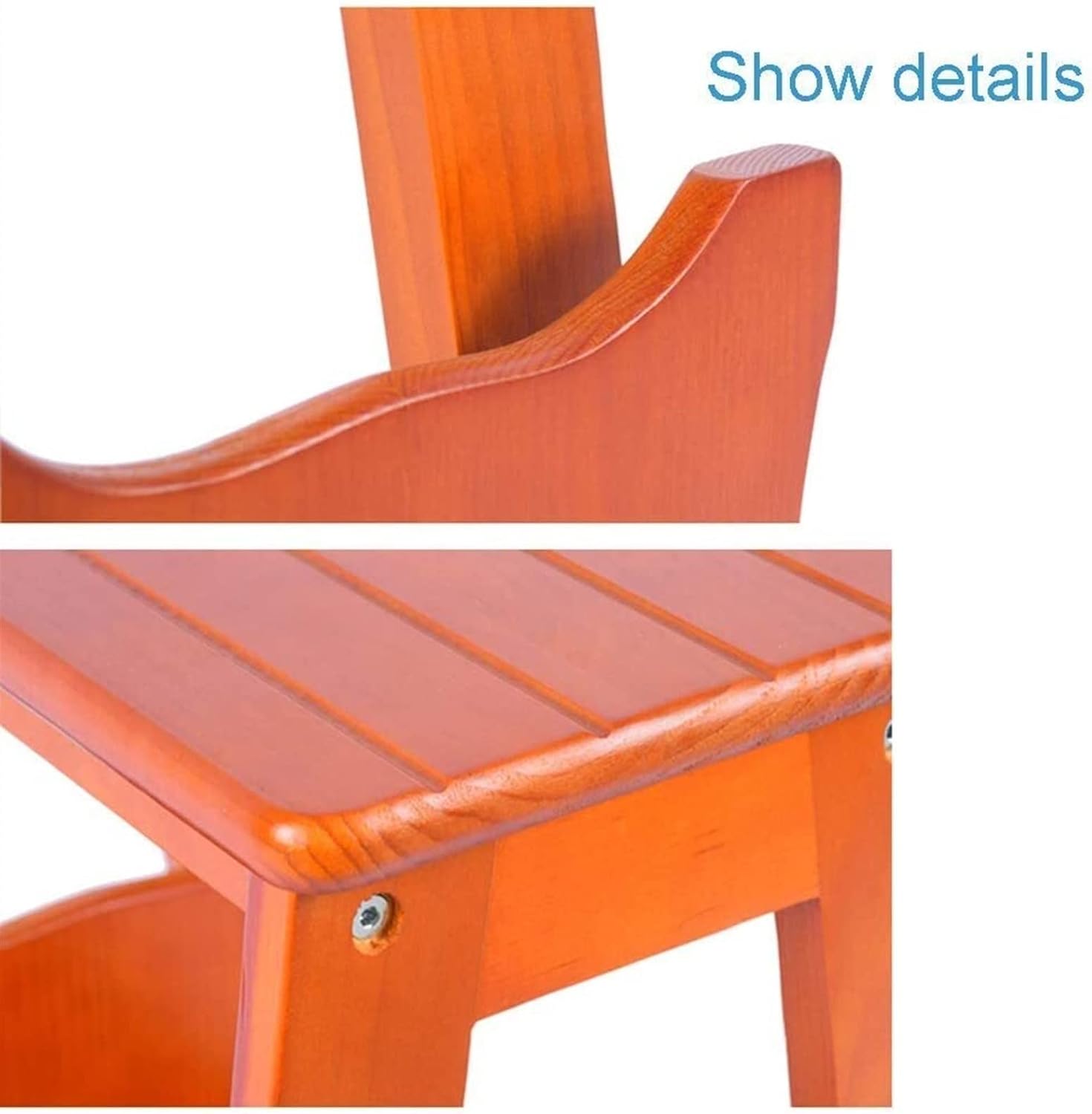 Multi-Function Portable Folding Step Stool, Non-Slip Wooden 2-Step Ladder Kitchen Bedroom Garage Easy to Store Stairway Chair Stepladder (B)