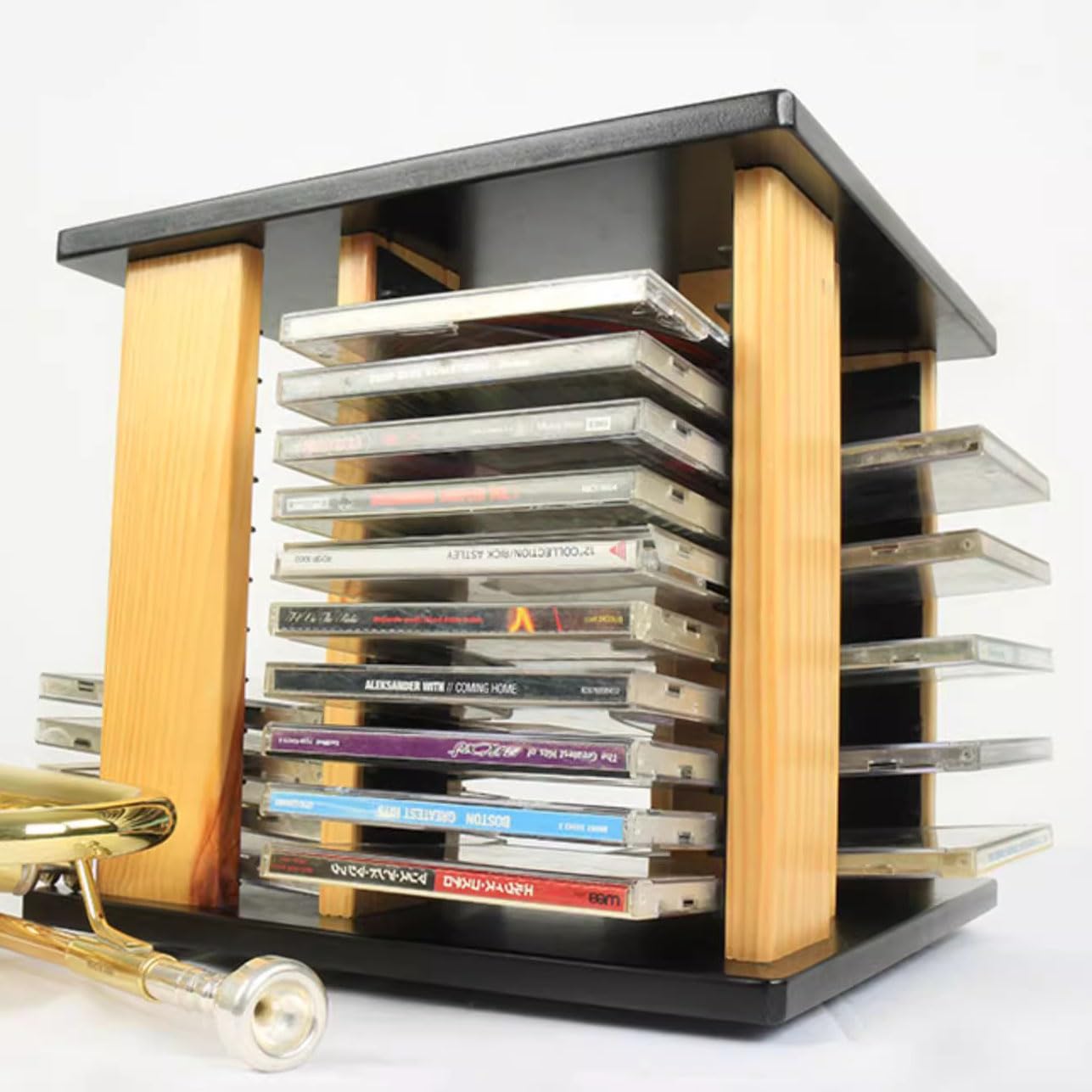 Scaffale porta CD – Espositore rotante per cassette con 48 slot per piano di lavoro, cucina, bagno e armadietto – ideale per la collezione di CD