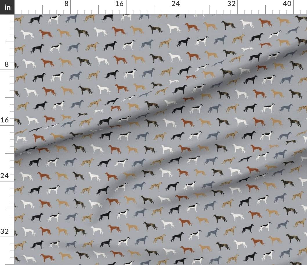 Spoonflower Fabric - Greyhounds Pattern Grey Greyhound Dog Dogs Puppy Home Decor Pet Printed on Petal Signature Cotton Fabric by The Yard - Sewing Quilting Apparel Crafts Decor
