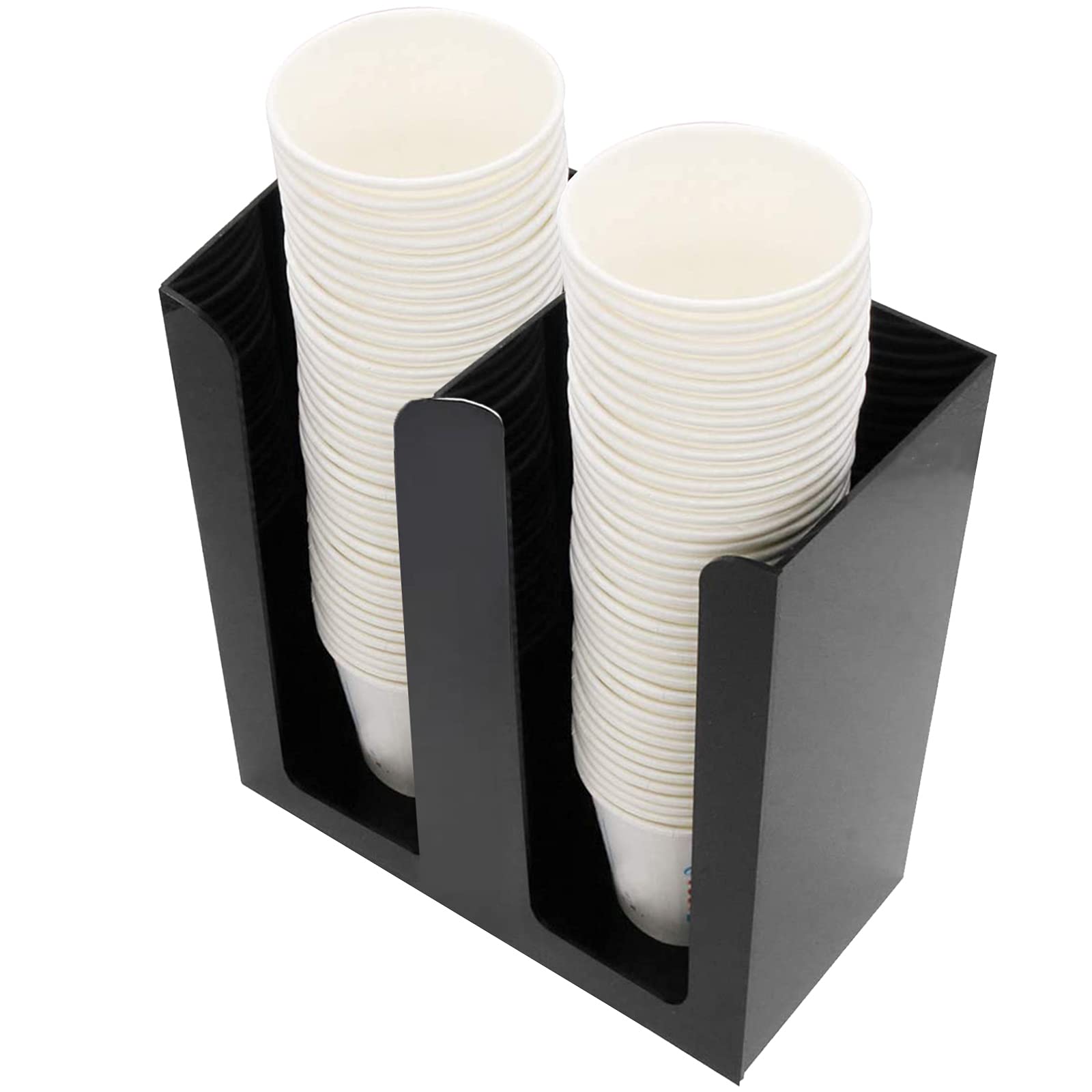Together-Life Papier-Kaffeetassen-Organizer-Spender, Einwegbecher-Deckelhalter, Präsentationsaufbewahrung, Kaffee, Milch, Teeshop, Restaurant-Zubehör, Halloween-Partyzubehör (2 Fächer, schwarz)