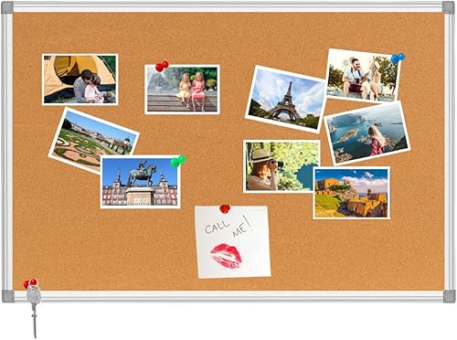 Tablero de anuncios perfecto para oficina, exhibición de fotos caseras y tablero de pines con marco de aluminio de 18 x 24 pulgadas