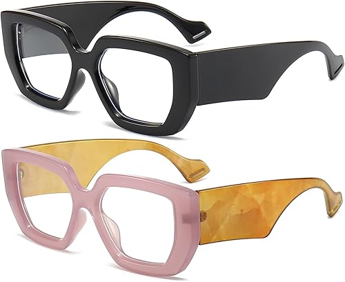 AIEYEZO Gafas de luz azul con marco grueso para hombres y mujeres, gafas cuadradas de moda para computadora, antifatiga ocular y previenen el dolor