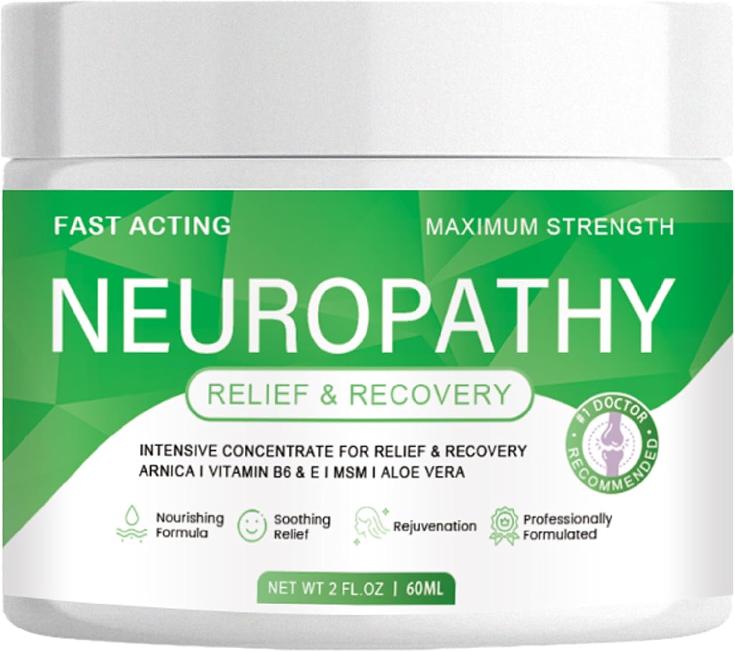 Neuropathy Pain Relief Cream, Nerve Pain Relief Cream,Fast Acting Maximum Strength for Feet, Hands, Legs, Muscles, Joints, Waist Includes Arnica, Vitamin B6, Aloe Vera, MSM -Mild & All Natural