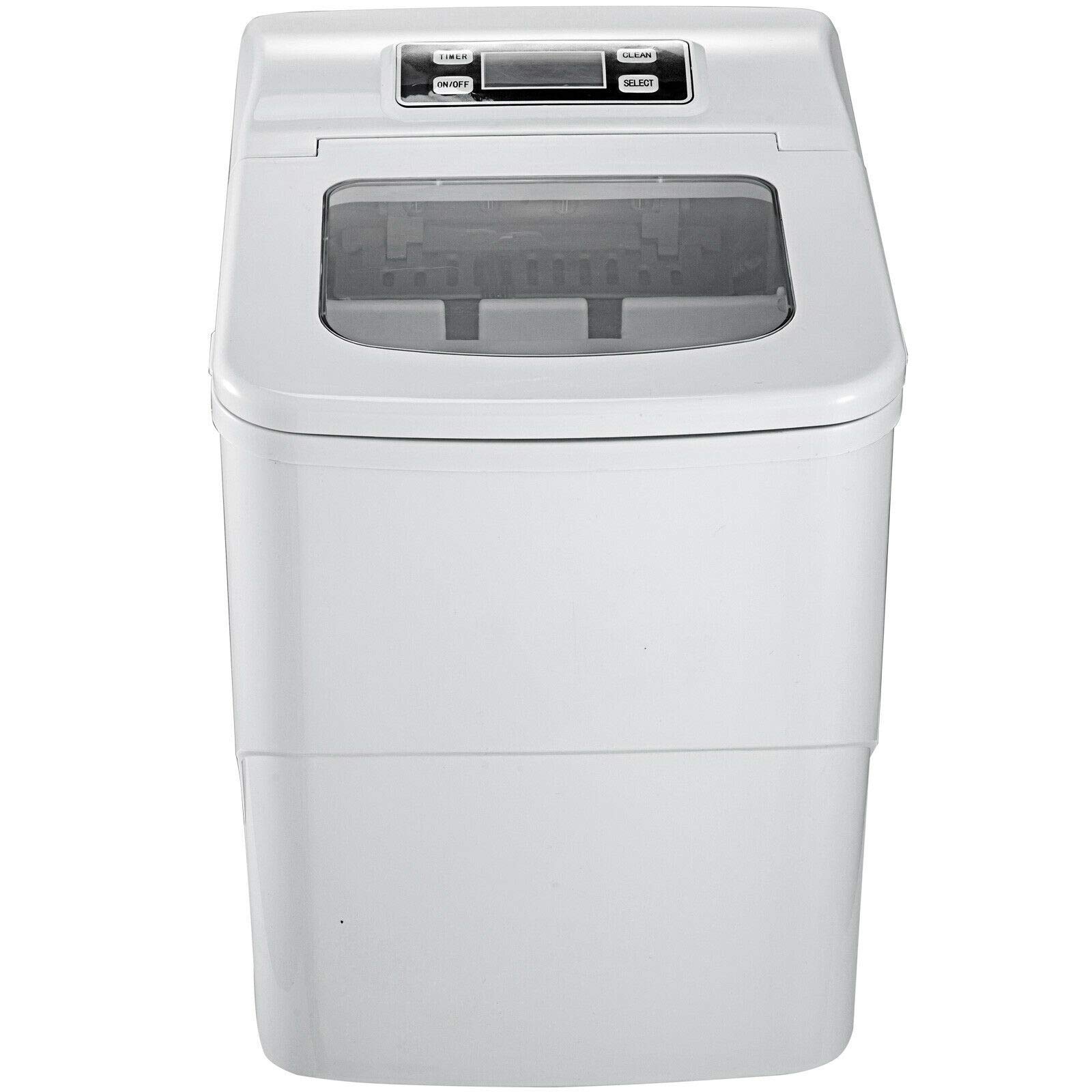 12KG Kostkarka do lodu Stal nierdzewna 220V Czarna kostkarka do lodu 26LBS Maszyna do robienia lodu Blatowa kostkarka do lodu z ekranem LCD do kuchennych barów domowych (biały)