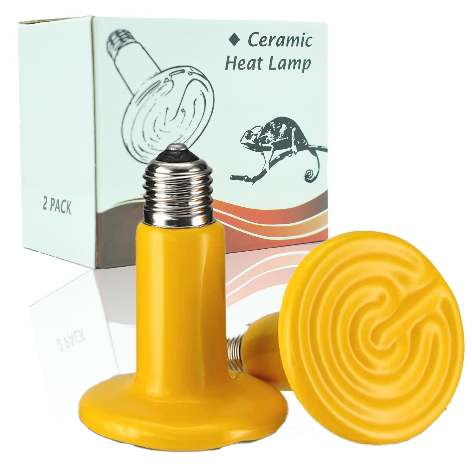 JZNCHP-Reptile Heat lamp-Ceramic Heat emitter-Bearded Dragon Tank Accessories 150W Yellow Infrared Bulb Emitter Lamp for Pet Heat lamp for Chickens(2-Pack)