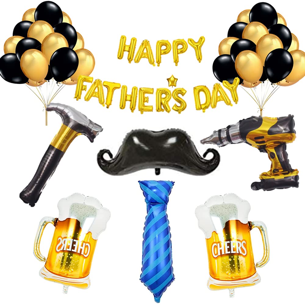 Happy Father's Day Aluminum Foil Balloon Set 16 Inches Letter Balloon Decoration for Father's Day Party (Tool Set)