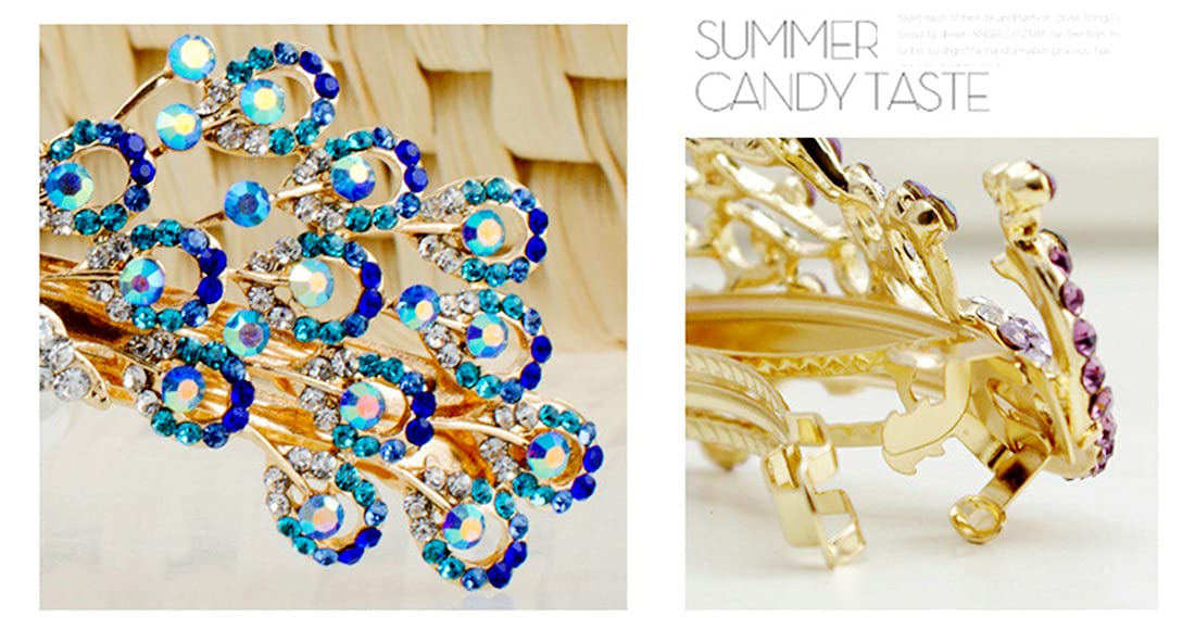 Amazon.com : Yusier Peacock Rhinestone Hair Clip Decorative  display picture 2