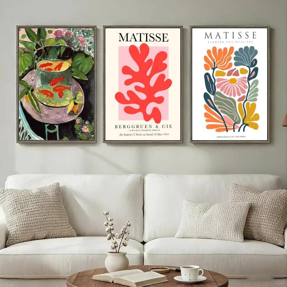 SDVIB Artist H-Henri M-Matisse Poster Wall Art Print Poster for Living Room Bedroom Home Decor Canvas Picture Painting(50x70cm/3PCS Frameless)
