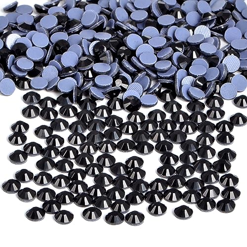 Image of Bymitel Hotfix Crystal Rhinestones Round Gems Iron on DIY Jewelry Making Flat Back for Crafts,Black, 3.8mm (SS16 /2880pcs)