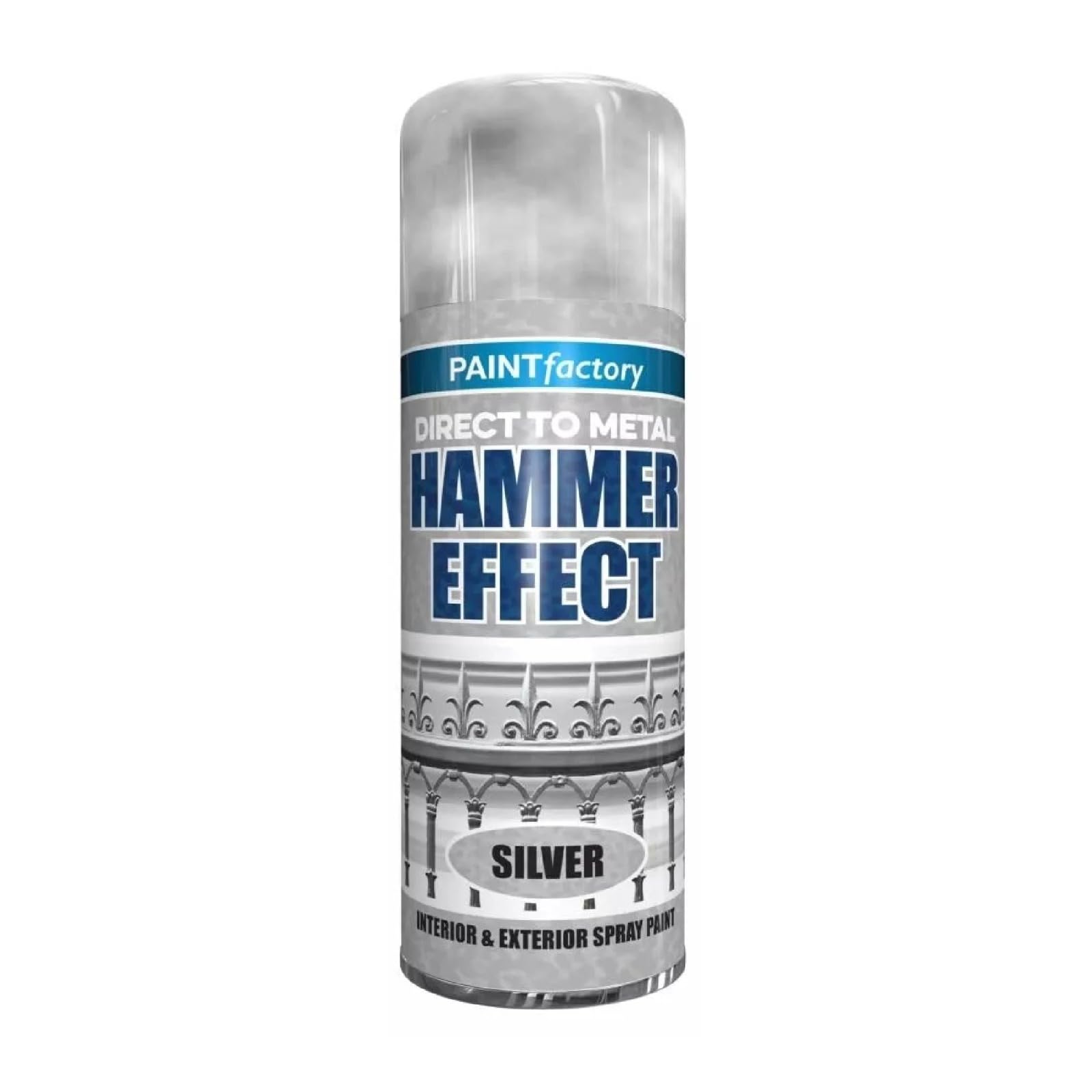 YSAMAX Hammer Spray Paint Effect Interior & Exterior Silver, Quick Formula, Durable, Long-Lasting, Ideal For Upcycling Furniture And Metalwork, (1PCS)