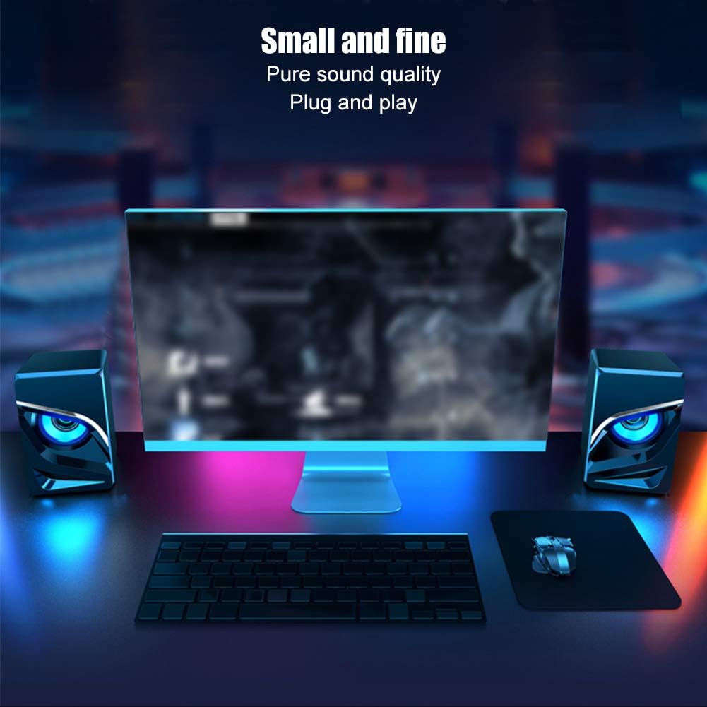 Ciglow Mini Computer Speakers,USB Powered 3.5MM Stereo Audio Cable,Desktop Computer Speakers Low Frequency Wired Speakers for PC,MP3 Player,Laptop,Smartphone(Black)