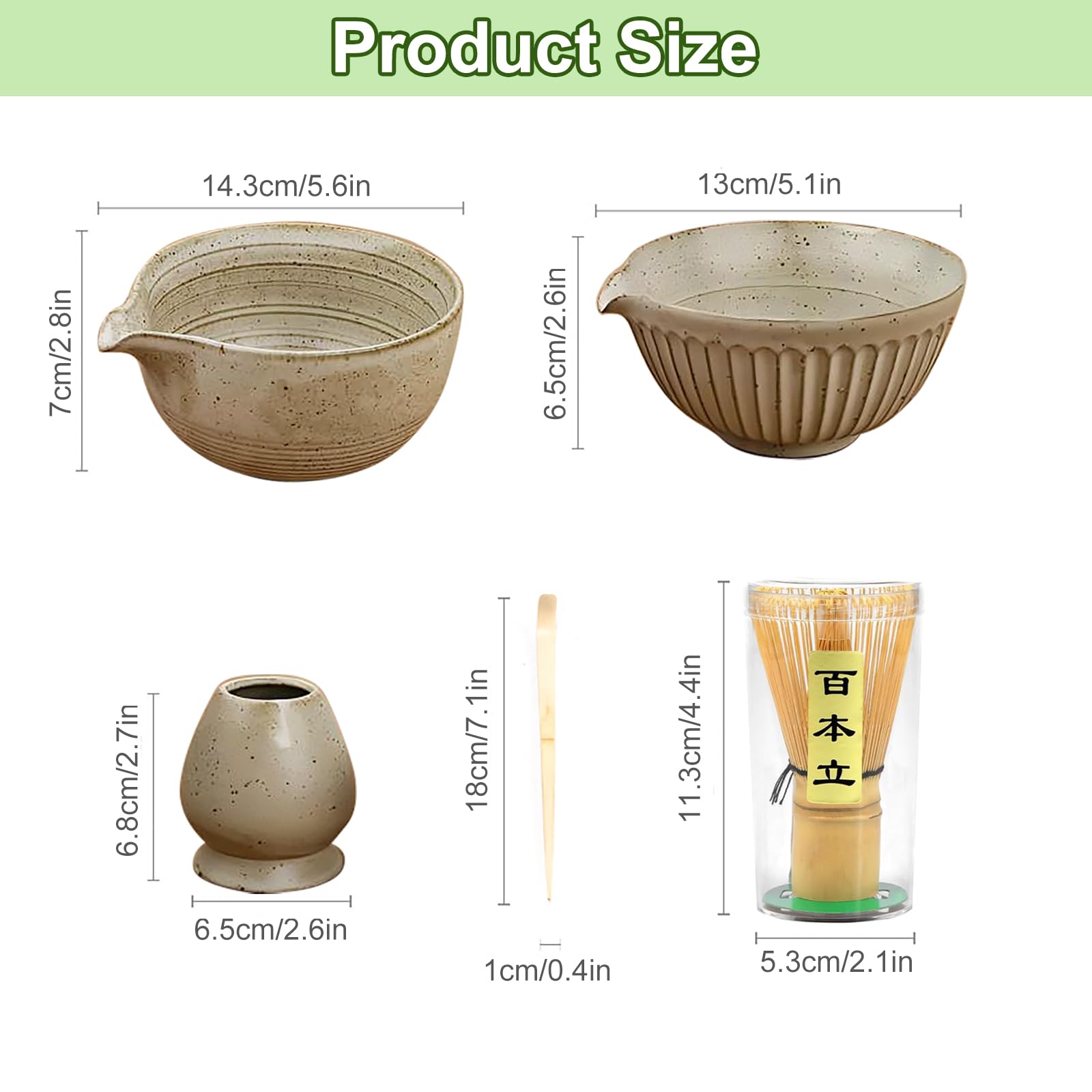 Juego Matcha 4 Piezas con Batidor de Bambú Japonés - Kit Iniciación Ceremonia Té Incluye Cuchara y Sostenedor Cerámico para Preparar Matcha(Color:b)