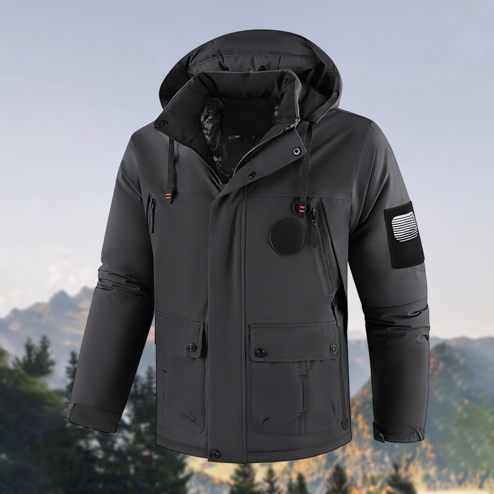 Giacca da Montagna Calda Invernale Giaccone Neve Cappotto Snowboard in Pile Giubbotto Sci con Cappuccio Impermeabile Invernali Antivento Giacce Parka Jacket Per Escursionismo, Trekking