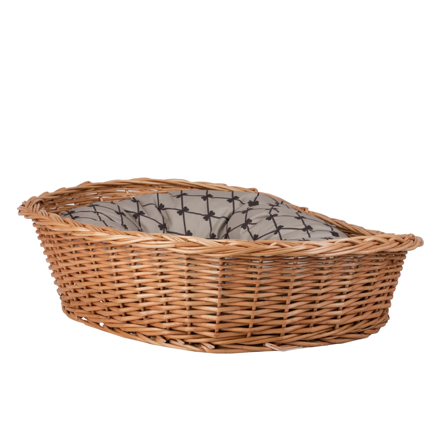 Panier pour Chien en Osier Couleur Naturelle, Corbeille en Osier, Panier pour Chien (Beige 65 x 46 x 20 cm)