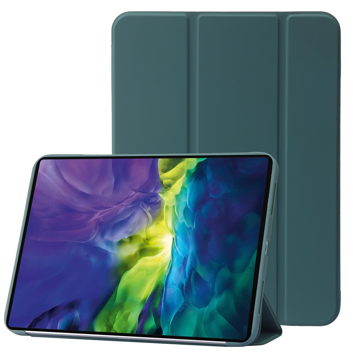 Étui iPad Pro 11 2021 vert foncé silicone rabat - 8
