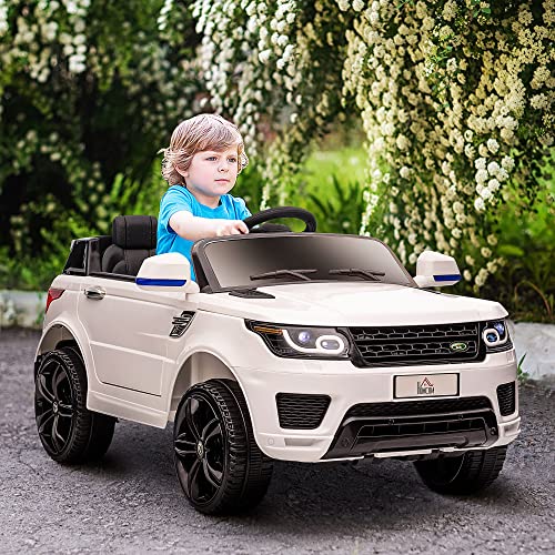 HOMCOM Kinder Elektroauto SUV Elektrofahrzeug 12 V, Doppelmotoren, Geschwindigkeiten 3 bis 5 km/h, gefederte Federung, Fernbedienung 2,4 G, LED-Lichter, Musik und Hupe, 3 bis 6 Jahre, weiß – Bild 3