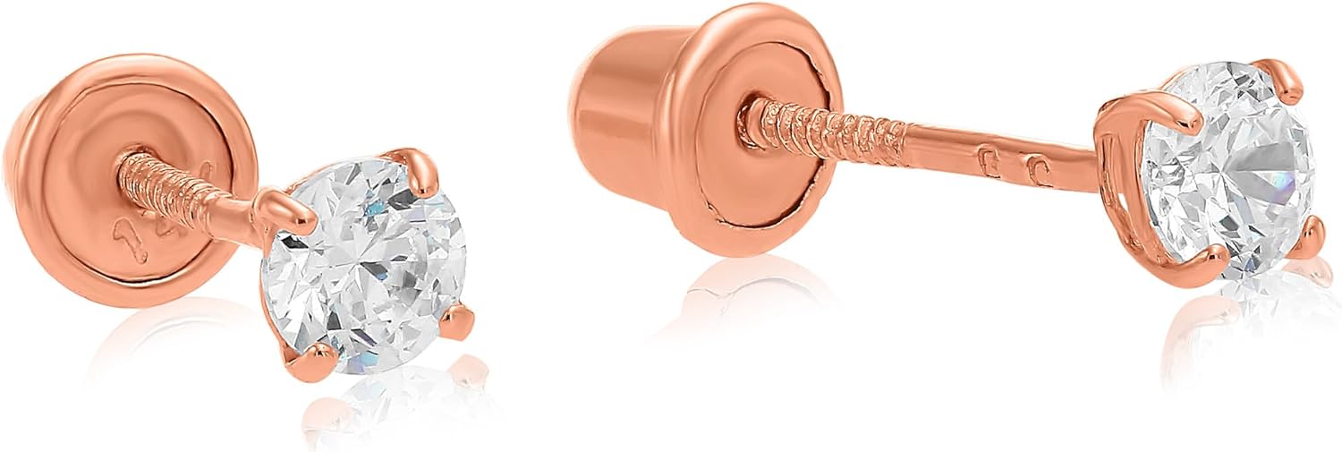 Art and Molly 14K Solitaire Gold Earring Solid 14-Karat Round Cubic Zirconia Stud Earrings with Screw-Back, CZ Studs with Gift-Ready Box - Image 8