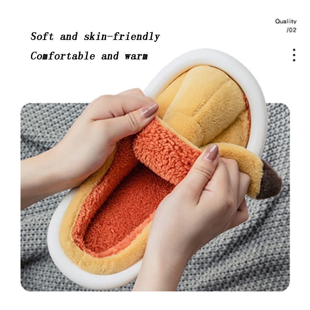 Zapatillas De Estar por Casa Lindo Animales para Niños Mujer Hombre Invierno Felpa Forro Pantuflas Interior Cómodo Caliente Zapatos De Algodón Slippers,Amarillo,40~41