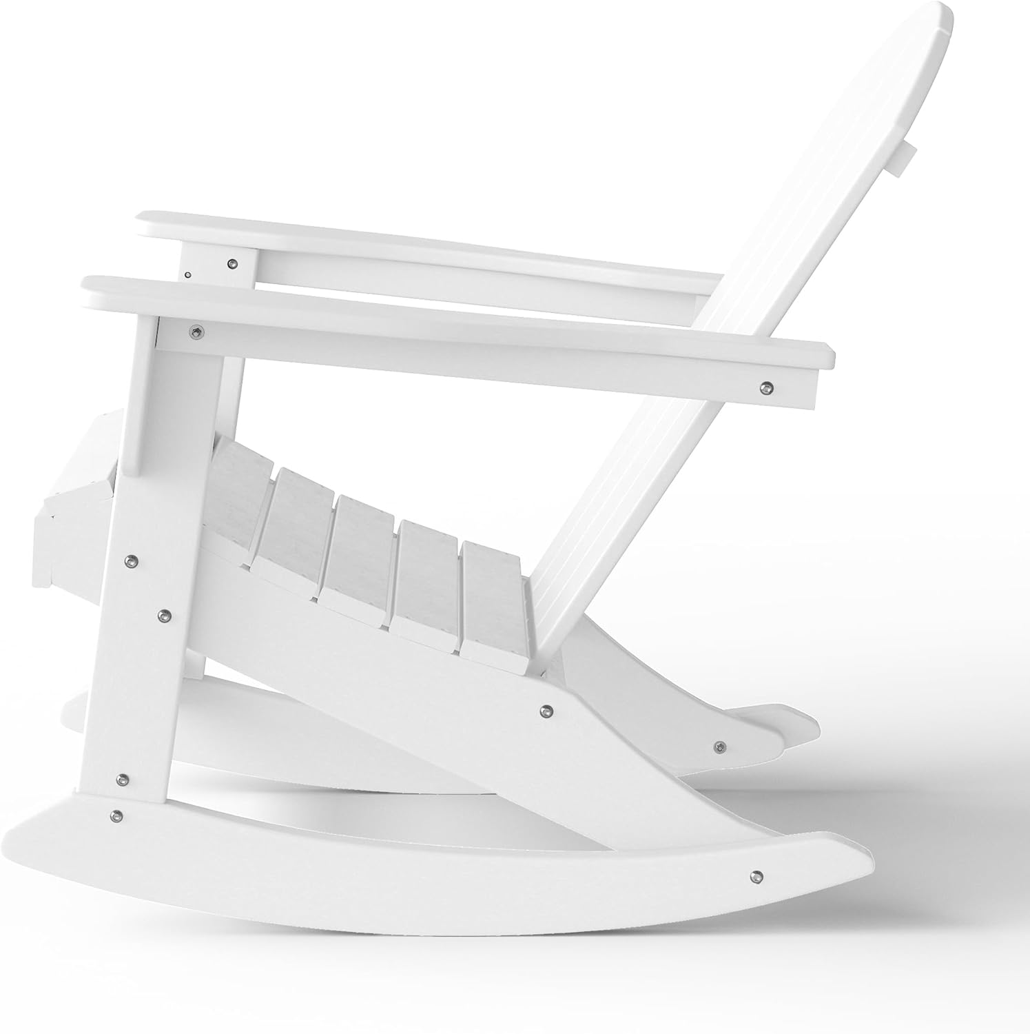 White Poly Lumber Outdoor Rocking Adirondack Chair