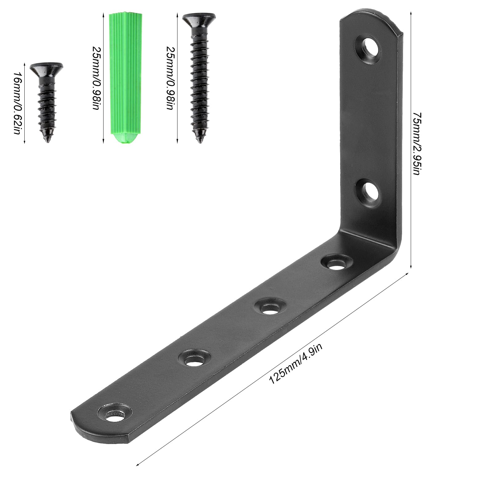 4 Pcs Shelf Brackets, L Shaped Metal Brackets, Right Angle Corner Brace Bracket, Wall Support Brackets - Image 2