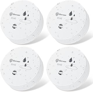 Geevon 4 Pack Water Leak Detectors, 100dB Water Sensor Alarms Flood Detector for Basements, Bathrooms, Laundry Rooms, Kitc...