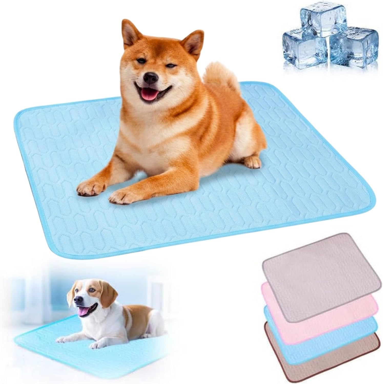 Cooling Pet Mat Cat, Pet Cooling Mat For Cats Dogs, Foldable Portable Ice Silk Self-Cooling Pet Cool Sleeping Pad, Washable Coolings Pad For Dogs Cats, Easy To Clean, Durable (Blue)