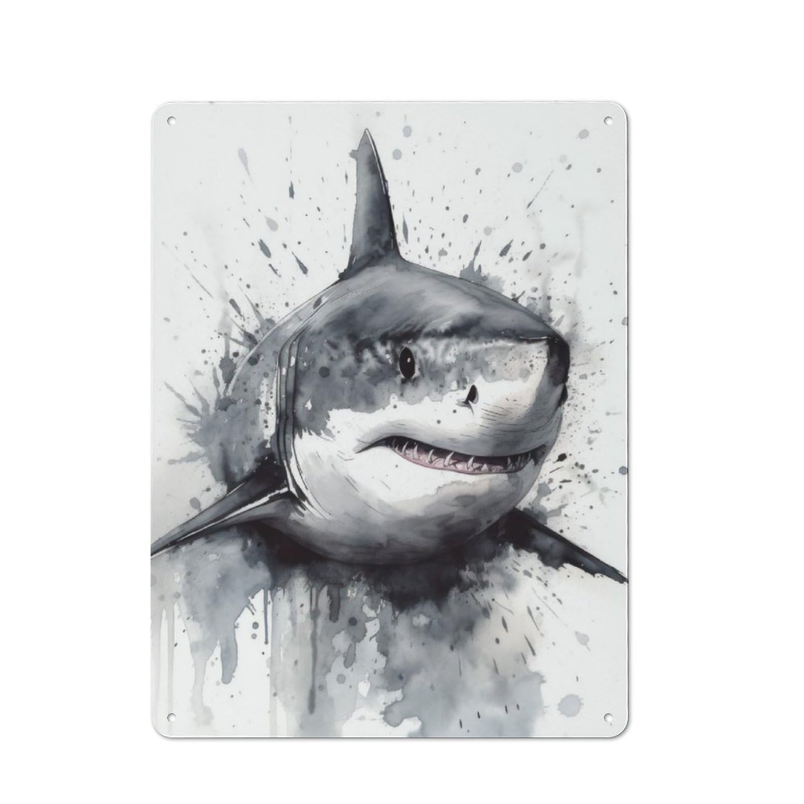 Junmoney Shark Ocean Majesty Tin Wall Plaque 40X30cm With For Living Room Wall, Gift For Feature Wall Decorators During The Christmas Season