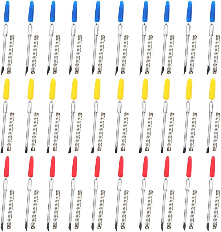 AFUNTA 30 piezas 30/45 /60 grados cuchillo de trinchar cortador de vinilo Plotter cuchillas de corte para CB09 CB09U Graphtec - azul, amarillo, rojo