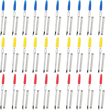 AFUNTA 30 pcs 30/45 /60 Degree Carving Knife Vinyl Cutter Plotter Cutting Blades for CB09 CB09U Graphtec Blue, Yellow, Red