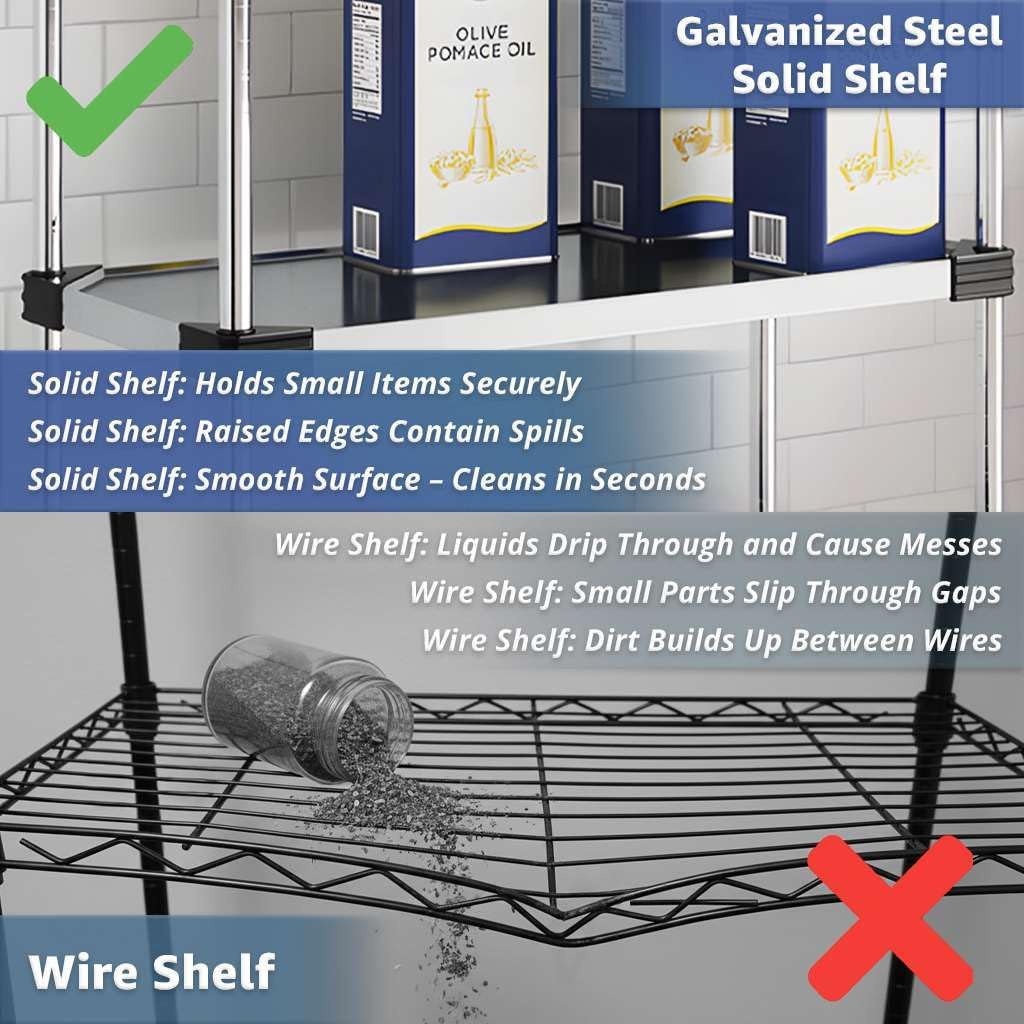 2-Pack 21" x 36" Solid Metal Galvanized Shelf - Heavy-Duty Commercial & Warehouse Storage