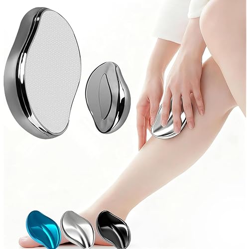 Epilators Crystal Hair Remover Natural Hair Eraser Reusable Painless Nano Glass Hair Removal Device Without Shaver Gentle Crystal Epilator and Exfoliator for Soft Silky Skin Silver
