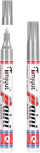 Miniatura 1 de TIMJYUT Bolígrafos de pintura plateados, 2 bolígrafos de pintura permanente, punta media, a base de aceite, impermeables y de secado rápido, nunca