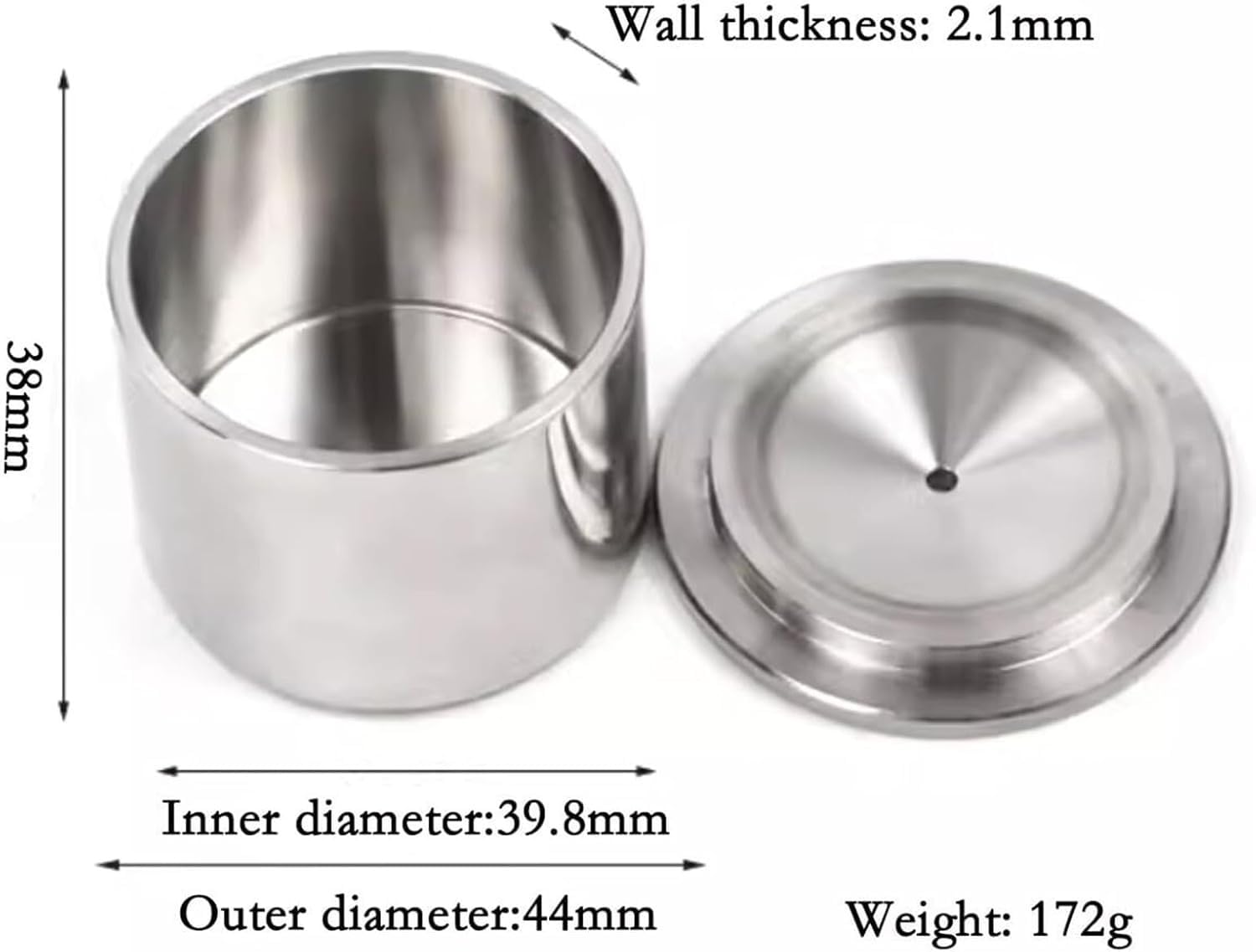 Gobelet de densité en acier inoxydable – Pycnomètre pour peintures, émulsions et liquides acier inoxydable 304(37ml)