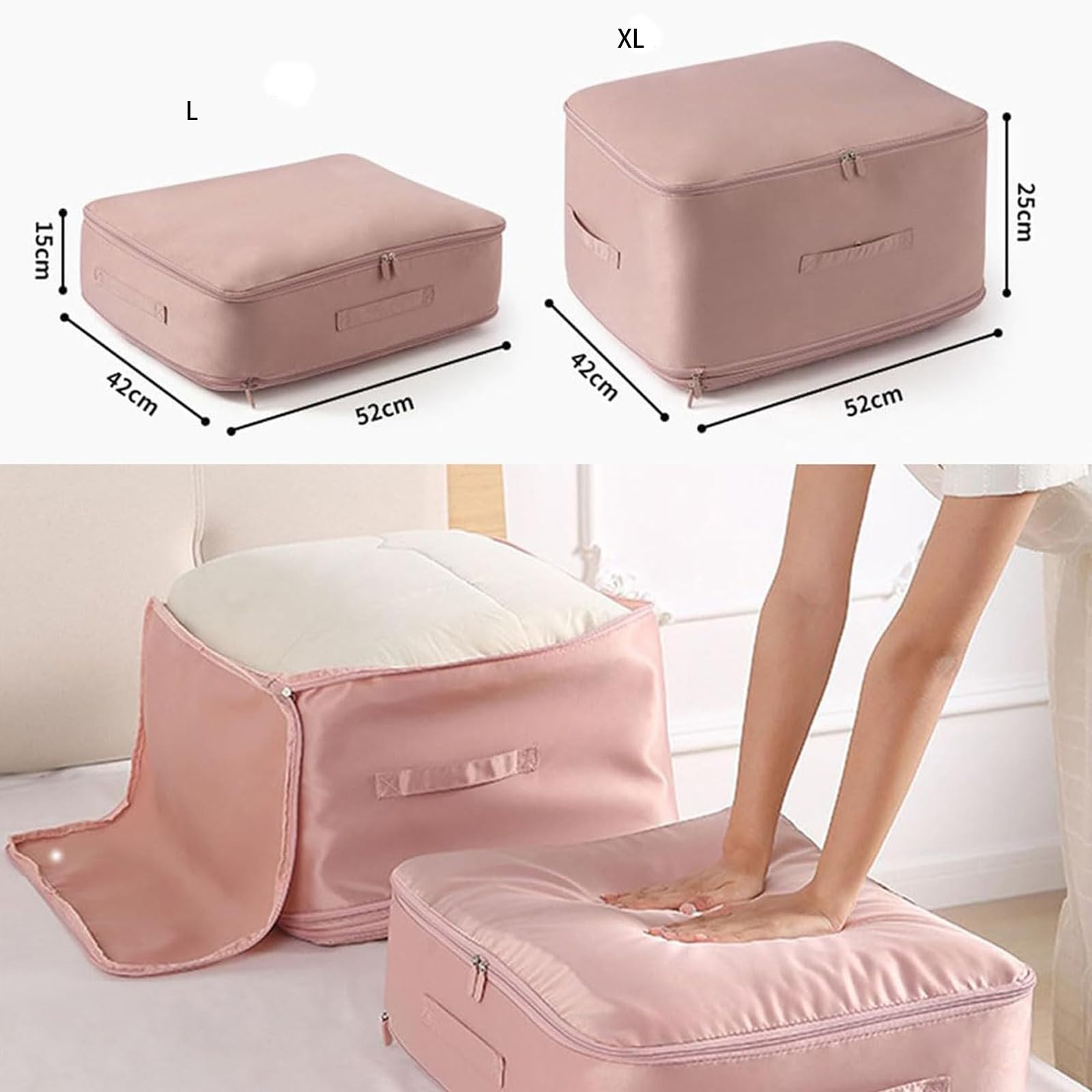 Grande capacità di compressione piumino Storage Bag Ultra salvaspazio comprimibile borse trasloco rosa XL Size ideale per casa e viaggi soluzioni di archiviazione