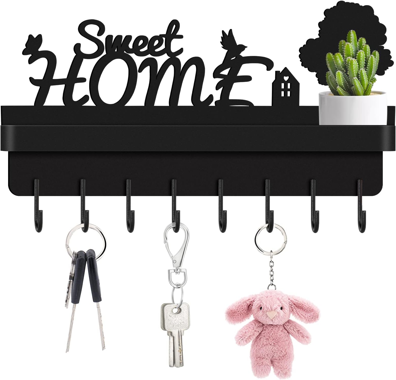 SirHoldeer Organizador de pared triangulares (10 ganchos) rústico para ...