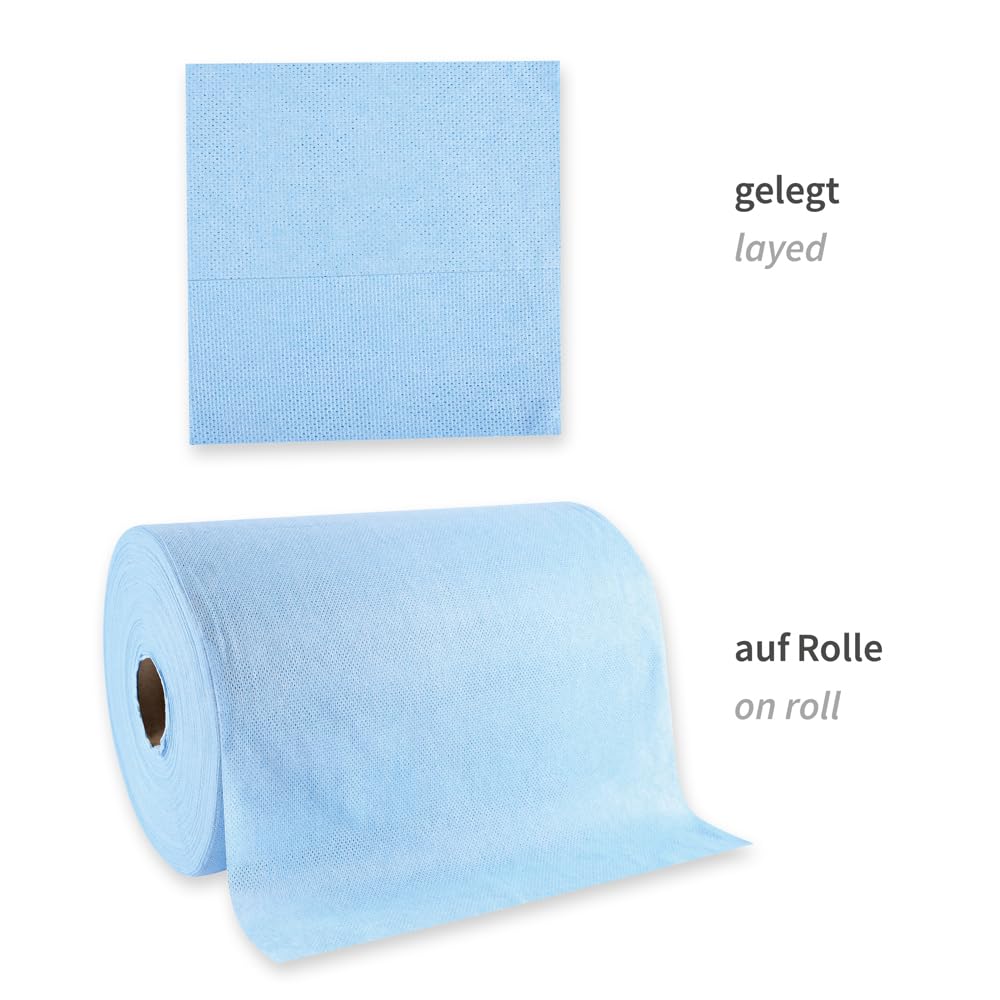 1 Stück Hygoclean Reinigungstücher Hygotex | Viskose, Rolle (Made in Germany), blau, L: 40cm, B: 38cm, Laufmeter: 160m, Abrisse: 400, 70gr-m², Reinigungstücher, Putztuchrolle, Papierhandtücher
