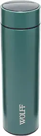 WOLFF - Garrafa Térmica de Aço Inox com Termômetro em Led 500ml Verde - Conserva Bebidas Quentes e Frias