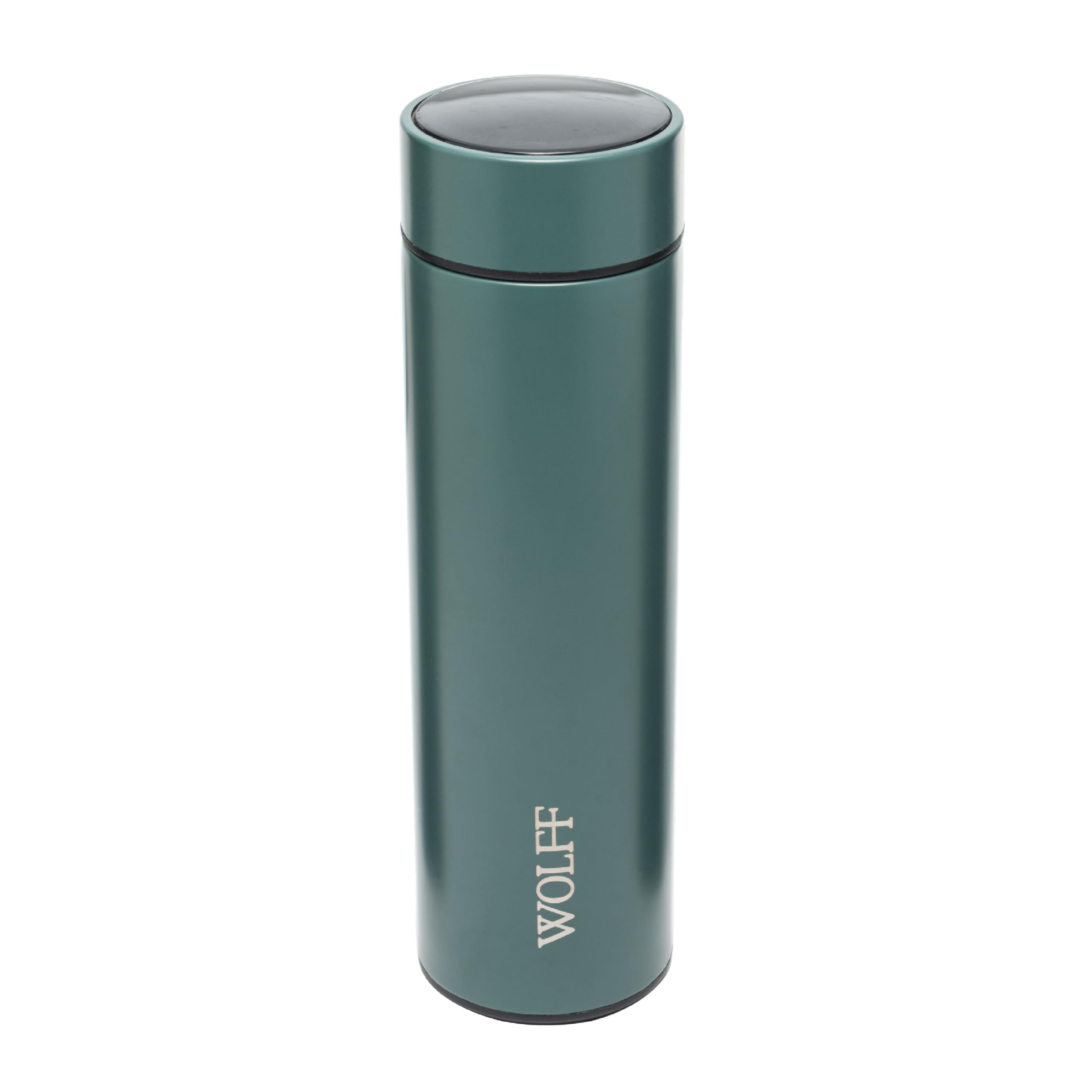WOLFF - Garrafa Térmica de Aço Inox com Termômetro em Led 500ml Verde - Conserva Bebidas Quentes e Frias