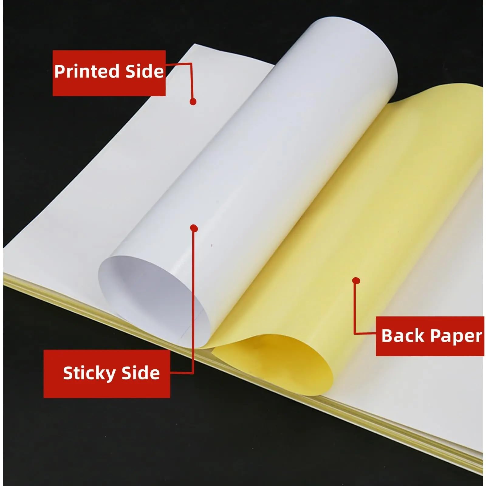 Carta Per Stampante A4 Carta adesiva opaca A4 20/50 fogli di etichette autoadesive bianche for stampanti laser a getto d'inchiostro Fogli adesivi stampabili facili da staccare(Matte 100 sheets)