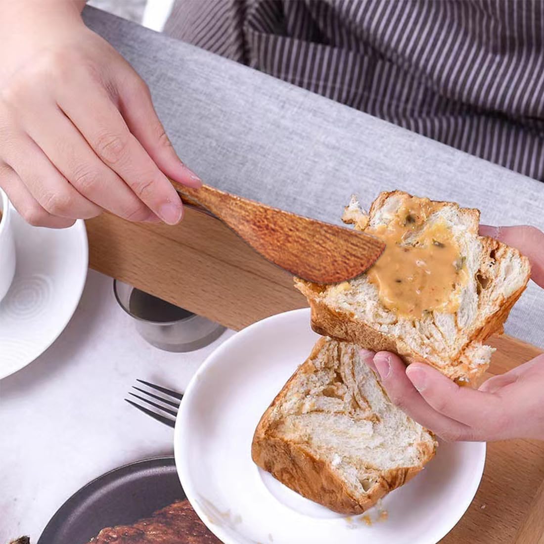 4 piezas Cuchillos de Mantequilla de Madera Mermelada, queso, sándwich, esparcidor de mantequilla hecho a mano Aproximadamente 15 cm
