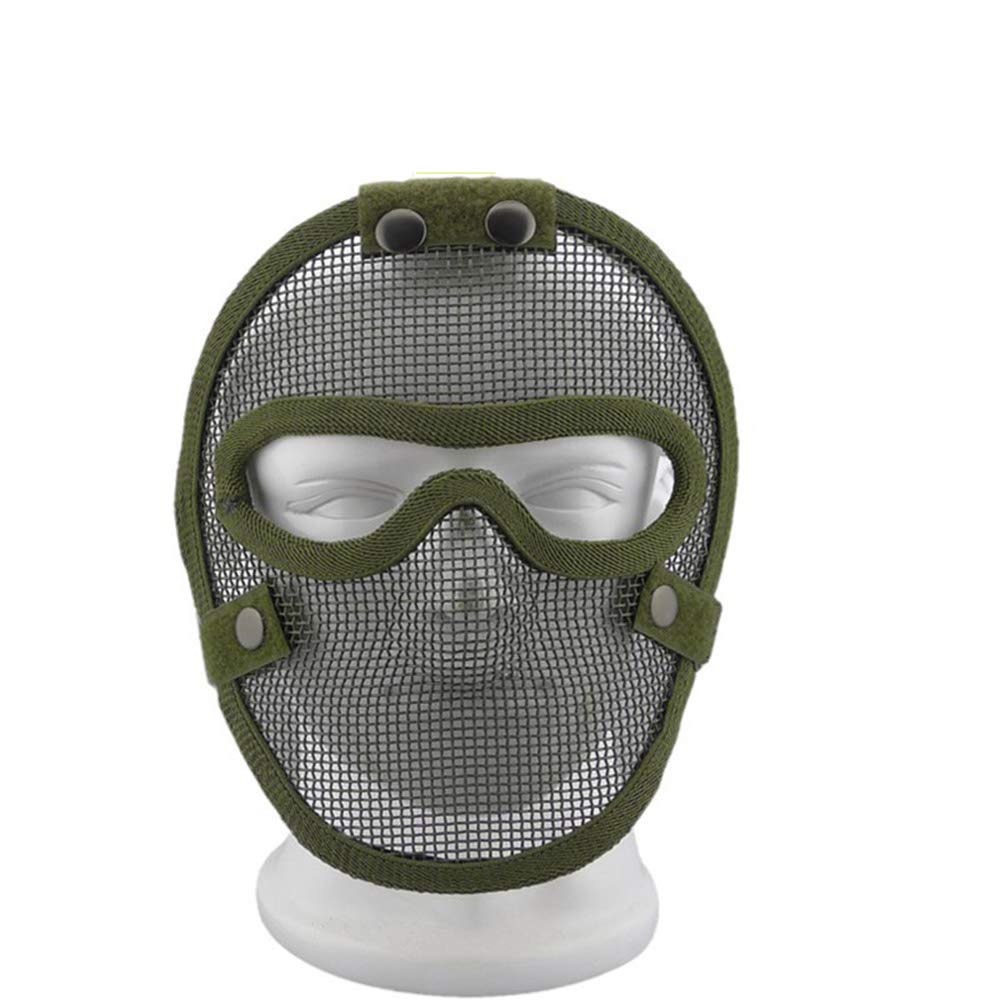 Outdoor Airsoft Shooting Face Protection Gear V4 Metal Steel Wire Mesh Full Face Fencing Tactical Airsoft Mask - Green