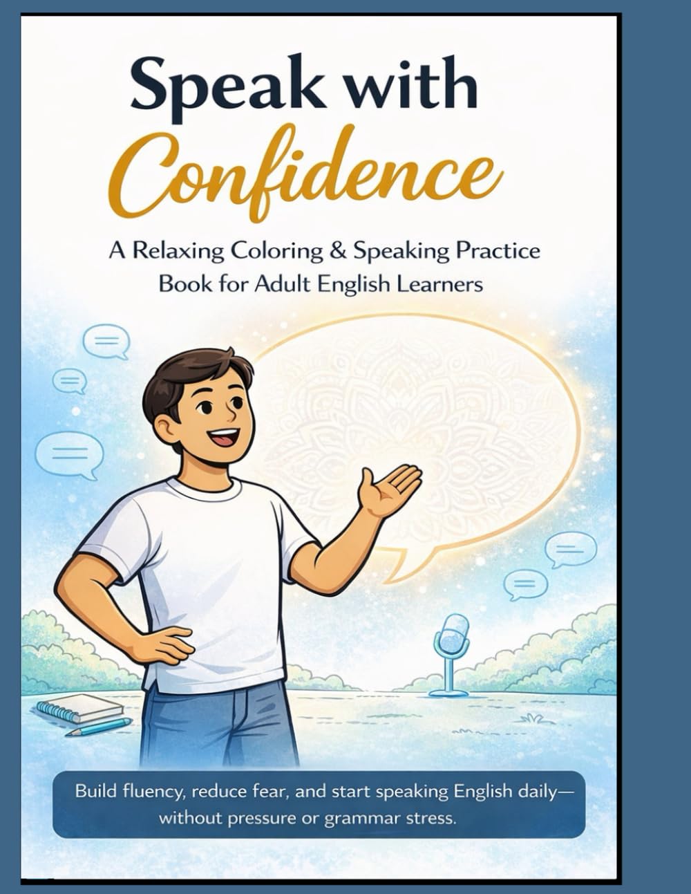 Speak with Confidence: A Relaxing Coloring & Speaking Practice Book for Adult English Learners: Build fluency, reduce fear, and start speaking English daily—without pressure or grammar stress.