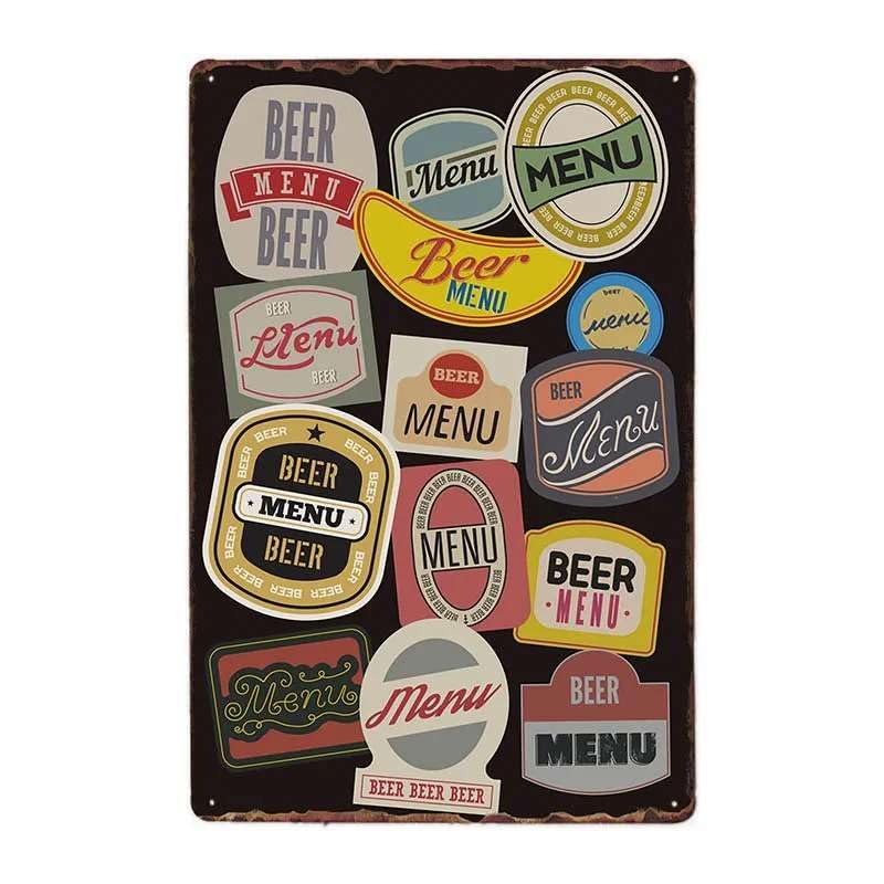 Pin Up Beer - Placa de metal retro vintage (4 unidades)