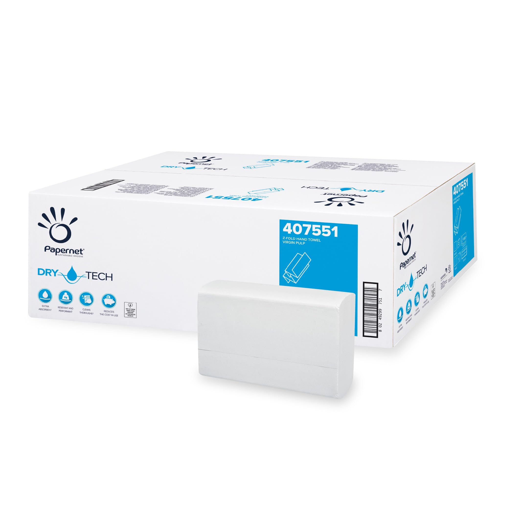 Papernet Toallas de Mano Plegado en Z Dry Tech (407551), 20 x 130 Hojas