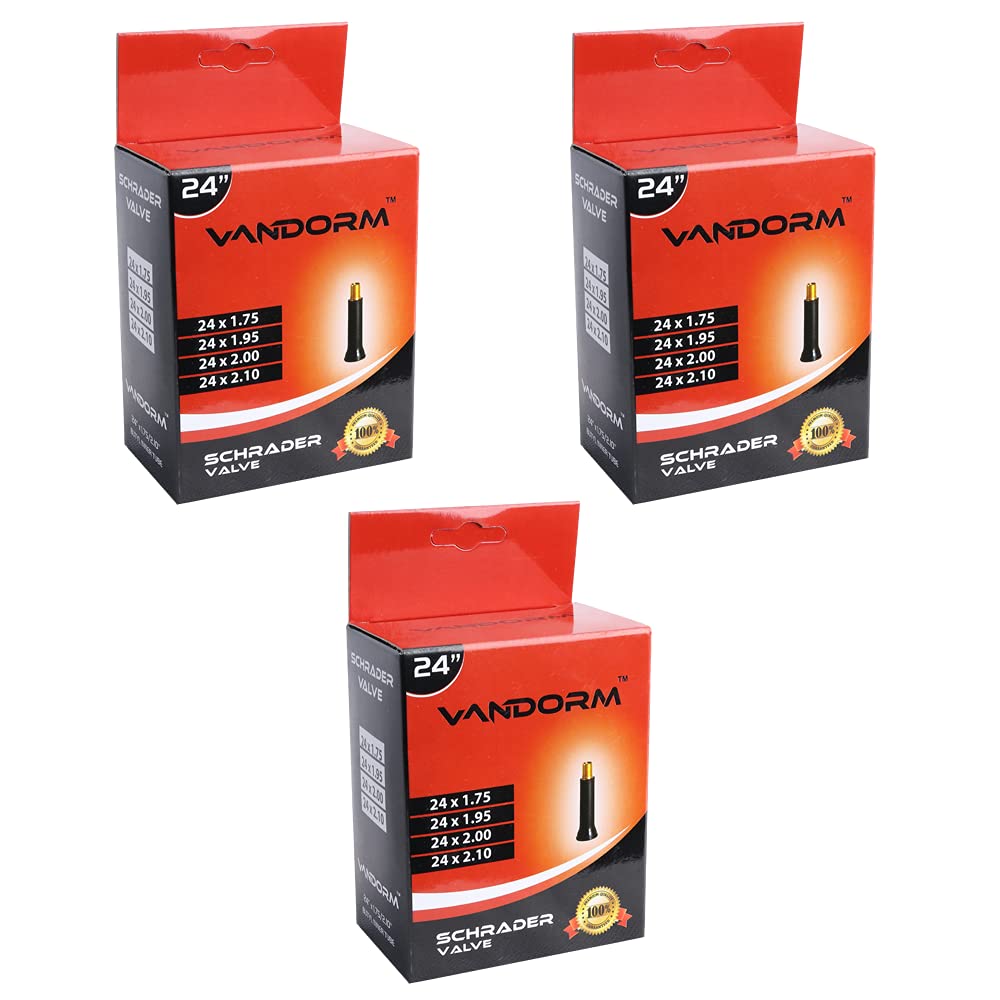 3 PACK Vandorm 24" x 1.75" - 2.10" Butyl Bicyle Schrader Valve Bike Inner Tube Pack