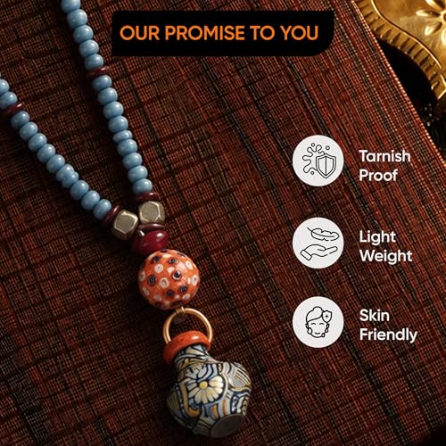 Image of AAKRITI ART CREATIONS Boho & Tribal Handcrafted Ethnic Necklace Collection | Multicolour Pendants, Mandala, Lotus & Dreamcatcher Designs | Artisan Lariat, Collar & Statement Jewelry for Women