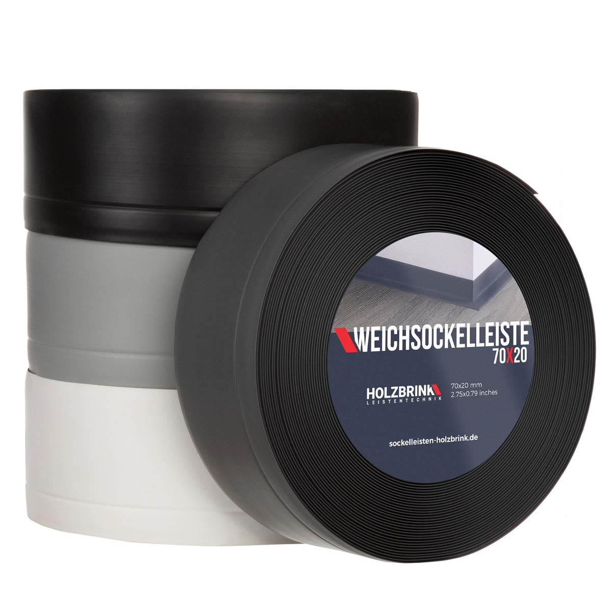 Weichsockelleiste Selbstklebend Knickleiste Abschlussleiste Breit | 70 mm x 20 mm | für Küche
