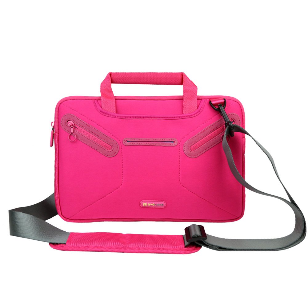Evecase HP Stream 11 Shoulder Bag, Compact Fully Padded Neoprene Messenger Briefcase Case Bag with Handle and Shoulder Strap for HP Stream 11.6 inch ultrabook Laptop - Hot Pink